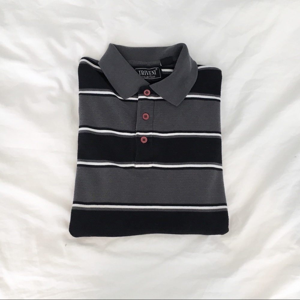 Triveni Collection striped collared polo shirt